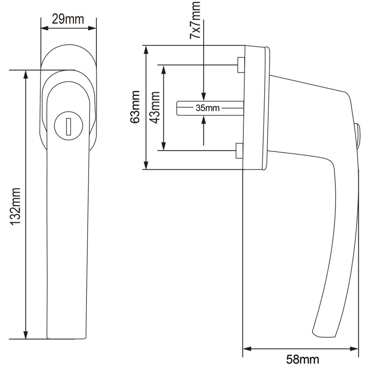monzana Fenstergriff 2er-Set Silber abschließbar