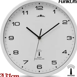 monzana Funkwanduhr Weiß Ø31cm