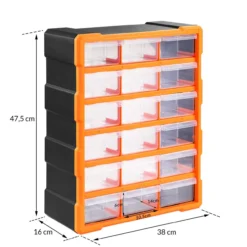 monzana Kleinteileorganizer 47,5x38x16cm 18 Fächer