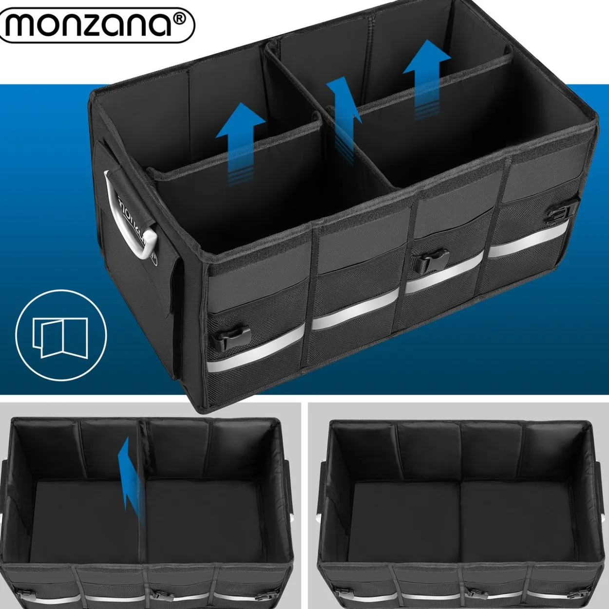 monzana Kofferraumtasche Schwarz 60x35x30cm