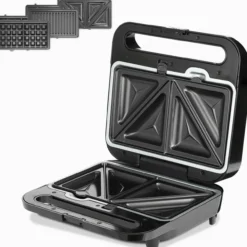 monzana Kontaktgrill XXL 3in1 Schwarz/Silber 1.000W