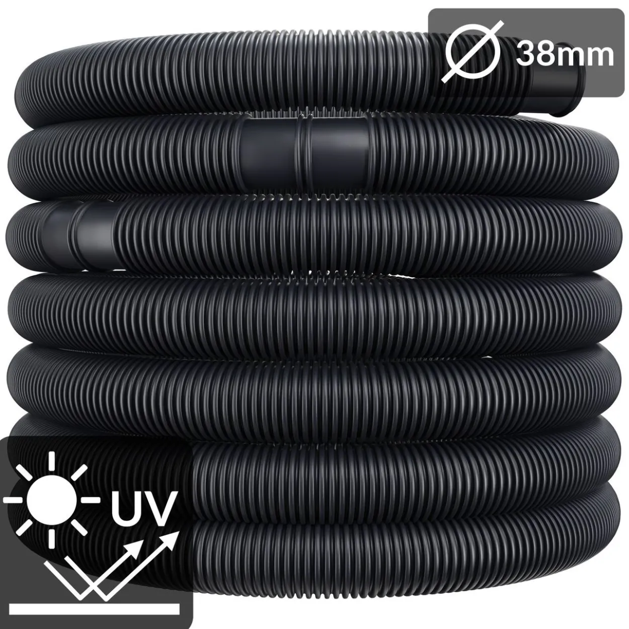 monzana Poolschlauch Schwarz Ø38mm x 10m
