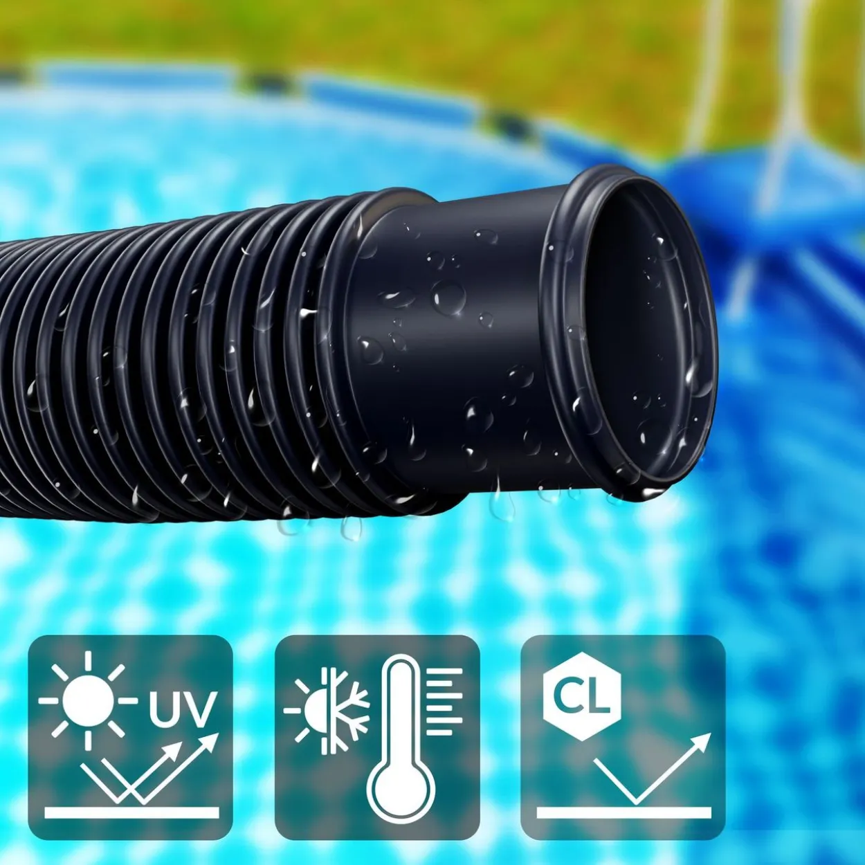 monzana Poolschlauch Schwarz Ø32mm x 6m