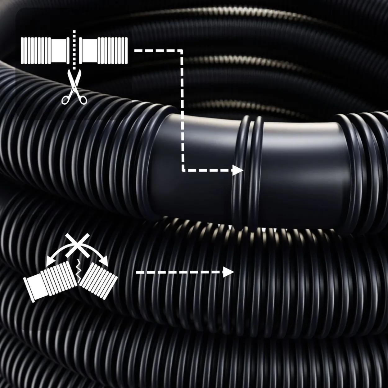 monzana Poolschlauch Schwarz Ø32mm x 14m