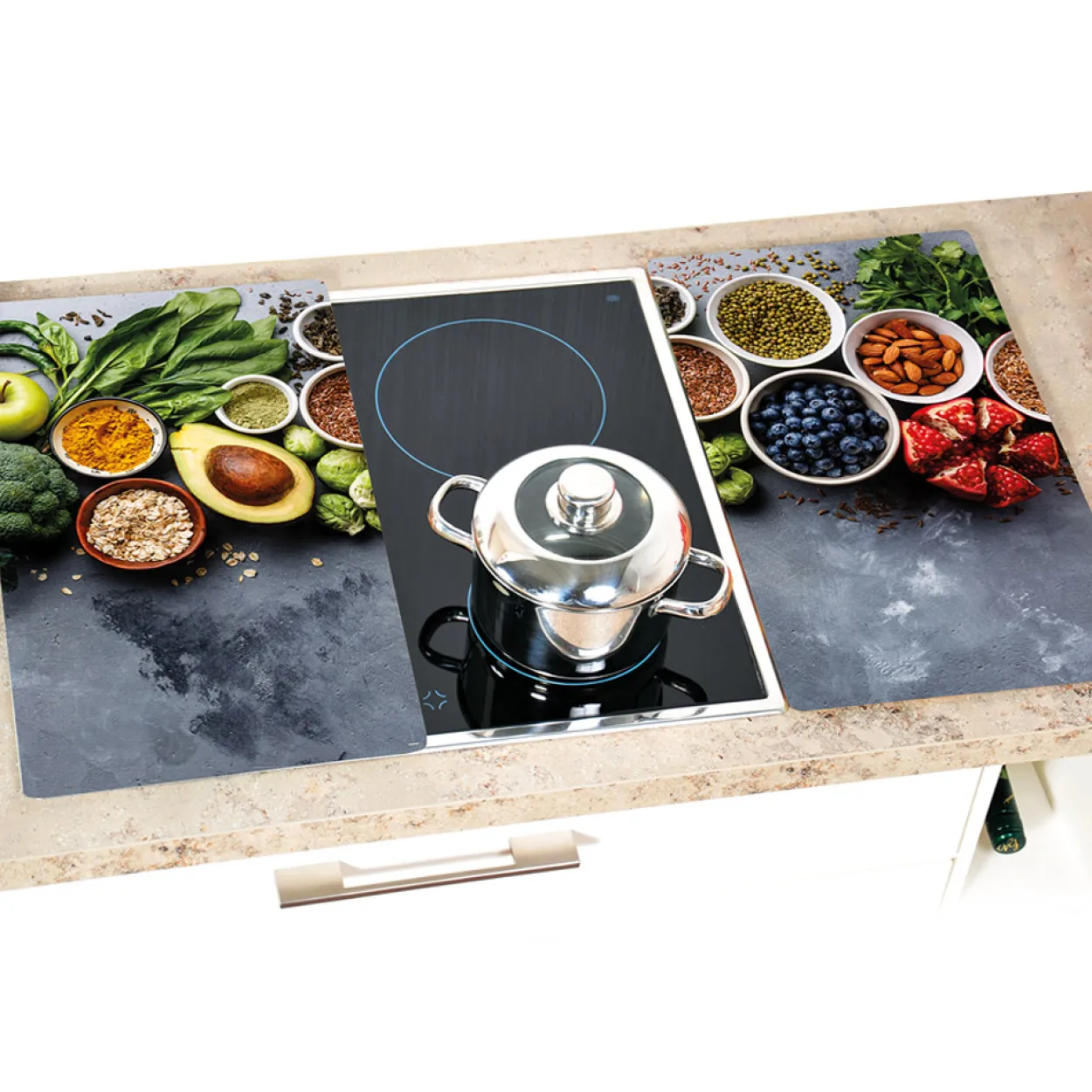 Multi-Glasschneideplatte, 2er Pack, Motiv: Healthy Kitchen