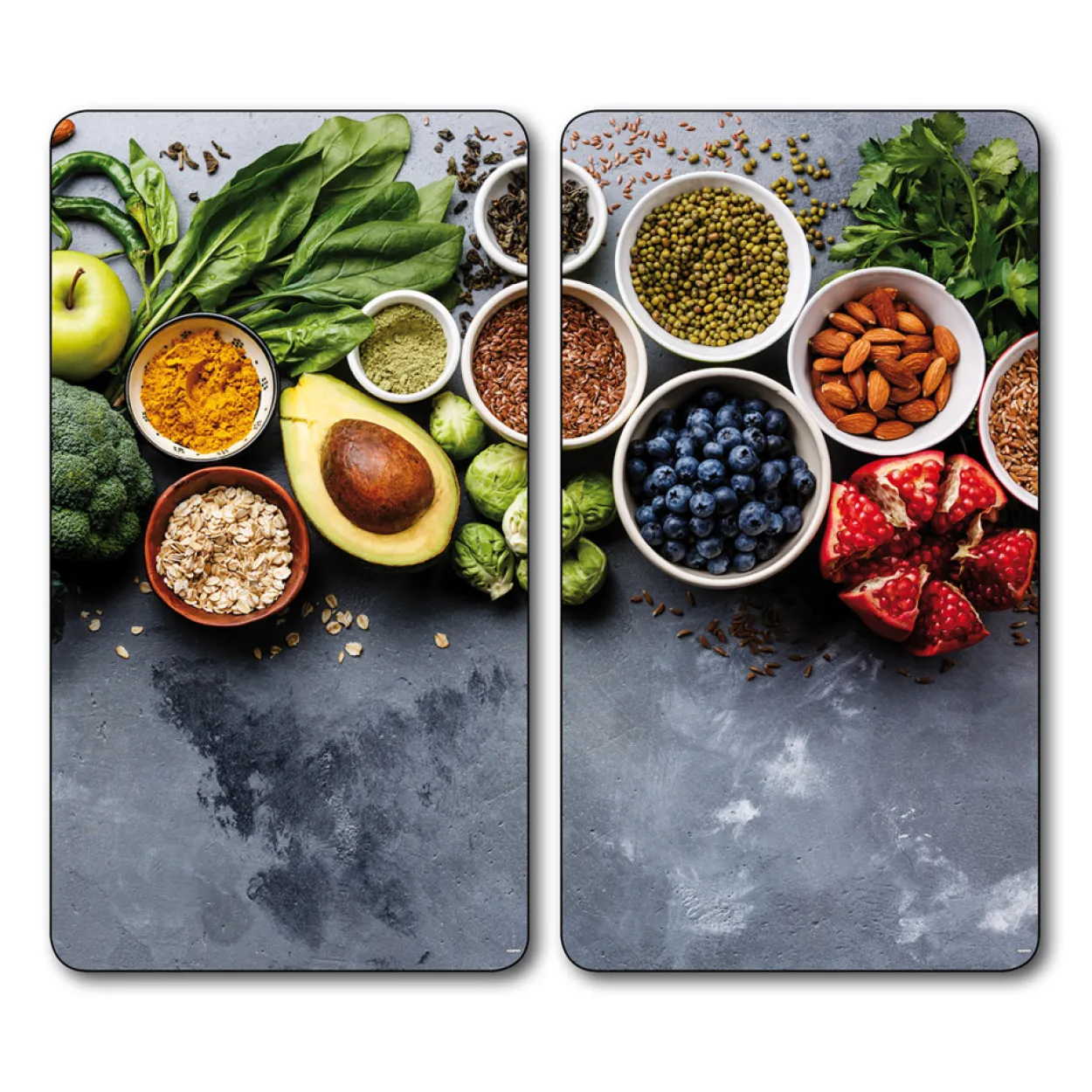Multi-Glasschneideplatte, 2er Pack, Motiv: Healthy Kitchen