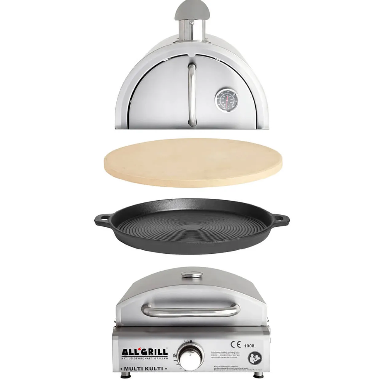 Multi-Kulti Set 4: Pizzabackhaube, Pizzastein, Gussgrillplatte