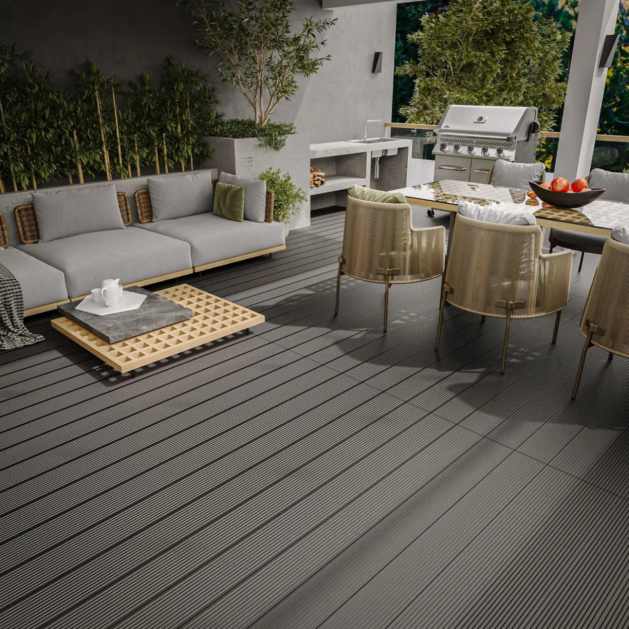 10m² WPC Terrassendiele mit Zubehör – Anthrazit