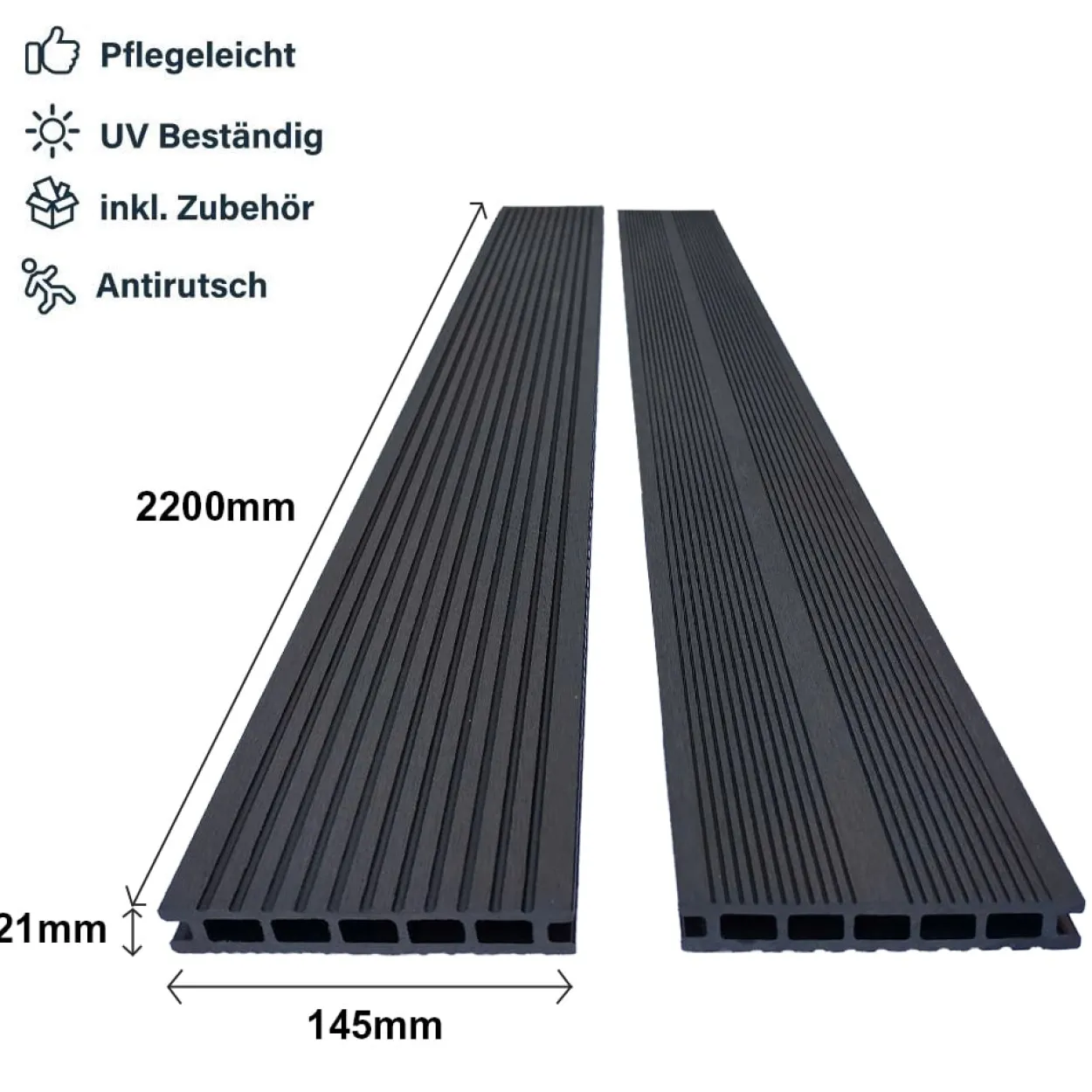 10m² WPC Terrassendiele mit Zubehör – Anthrazit