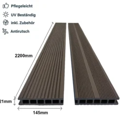 1m² WPC Terrassendiele mit Zubehör – Braun