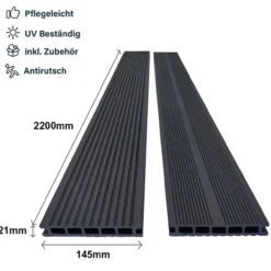 5m² WPC Terrassendiele mit Zubehör Anthrazit