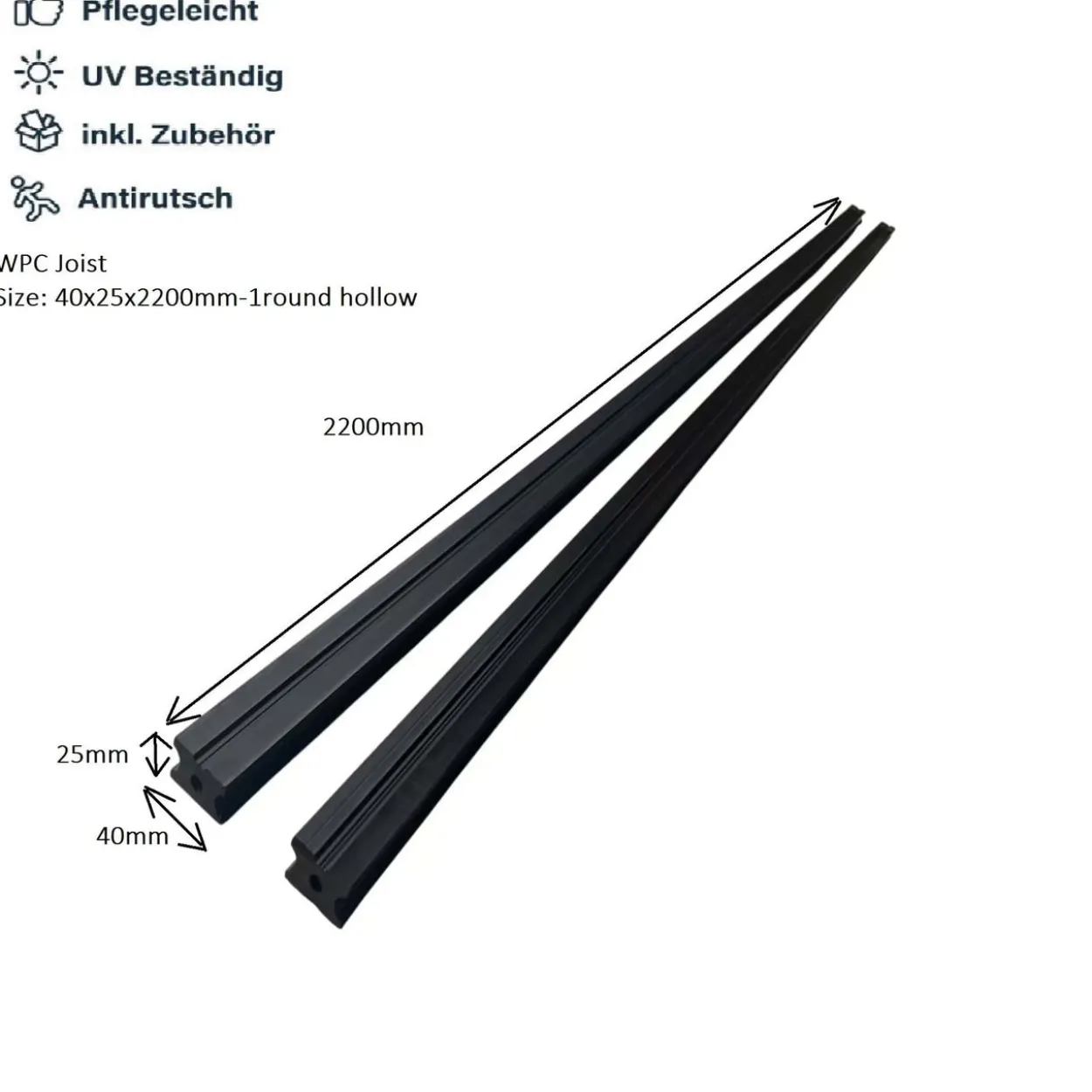 2m² WPC Terrassendiele mit Zubehör – Anthrazit