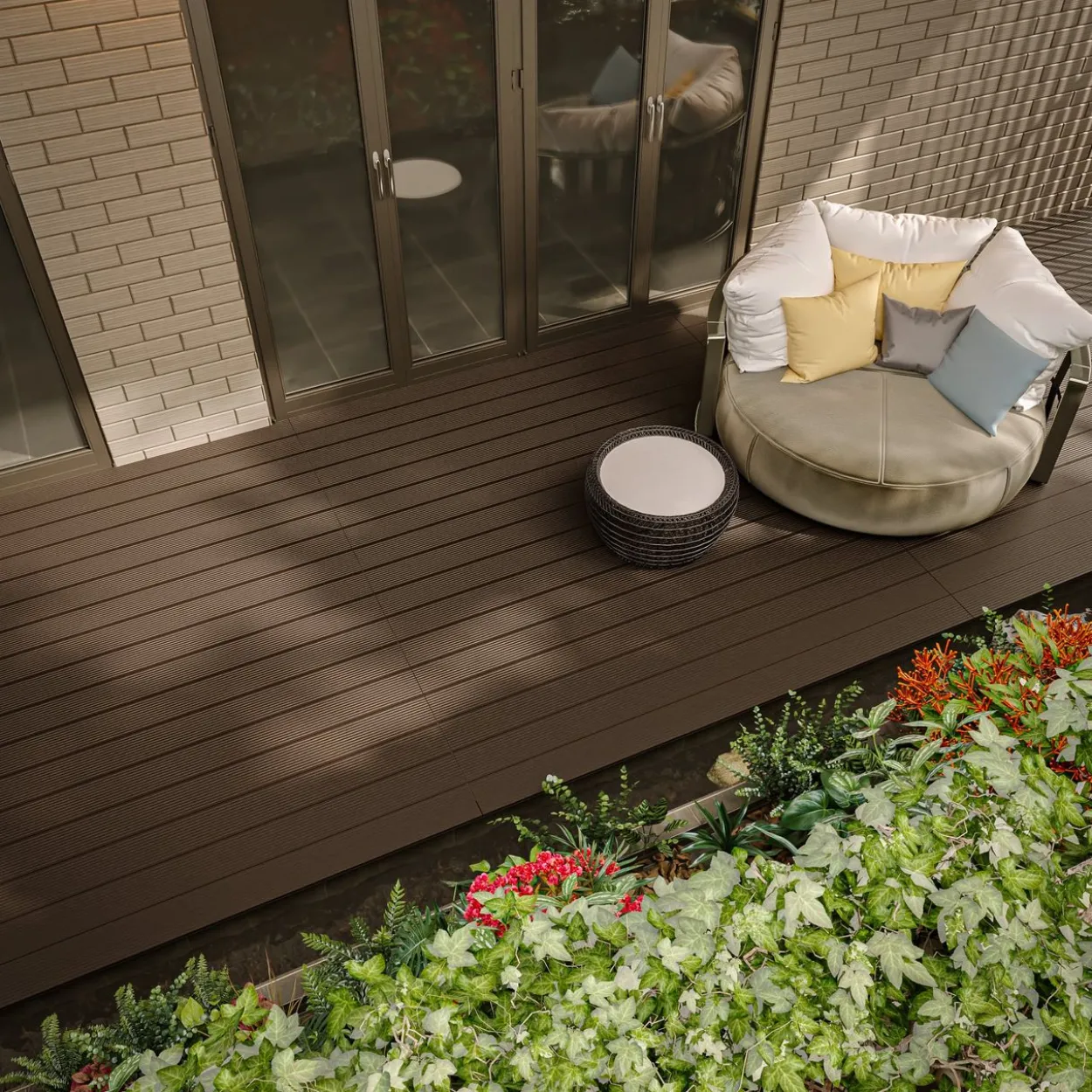 2m² WPC Terrassendiele mit Zubehör Braun
