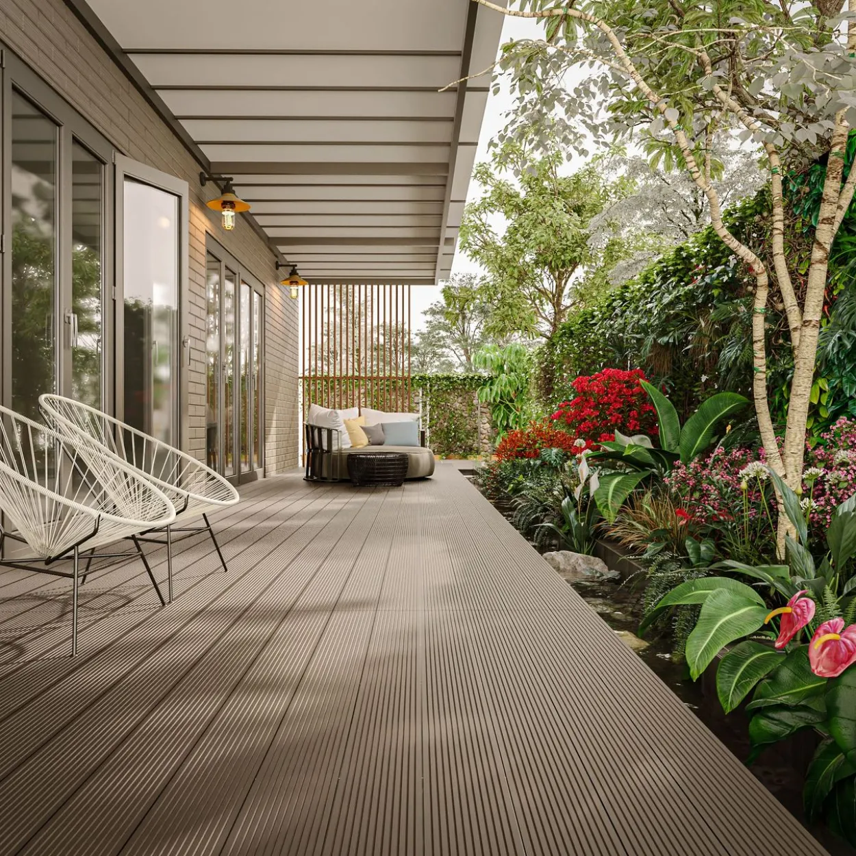 2m² WPC Terrassendiele mit Zubehör Braun