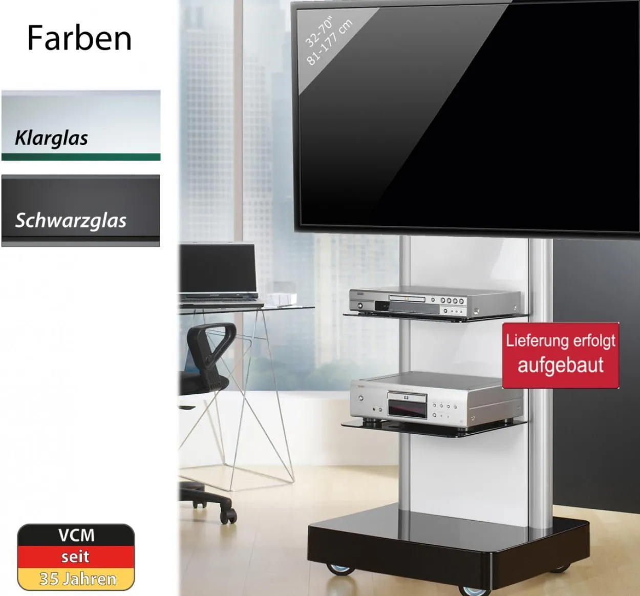 my media Standfuß Pro-Stand Schwarz/Schwarzglas