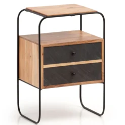 Nachttisch Boxspringbett Massivholz Steinoptik 40x60x30 cm Nachtkommode