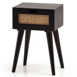Nachttisch Nachtkommode Boxspringbett Holz Rattan 60 cm Wiener Geflecht