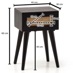 Nachttisch Nachtkommode Boxspringbett Holz Rattan 60 cm Wiener Geflecht