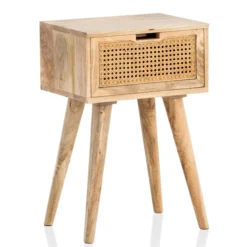 Nachttisch Nachtkommode Boxspringbett Holz Rattan 60 cm Wiener Geflecht