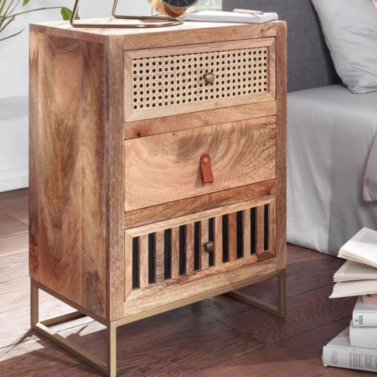Nachttisch 40x60x30 cm Mango Massivholz