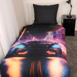 Neon Car Bettwäsche Größe 80x80 + 135x200 cm