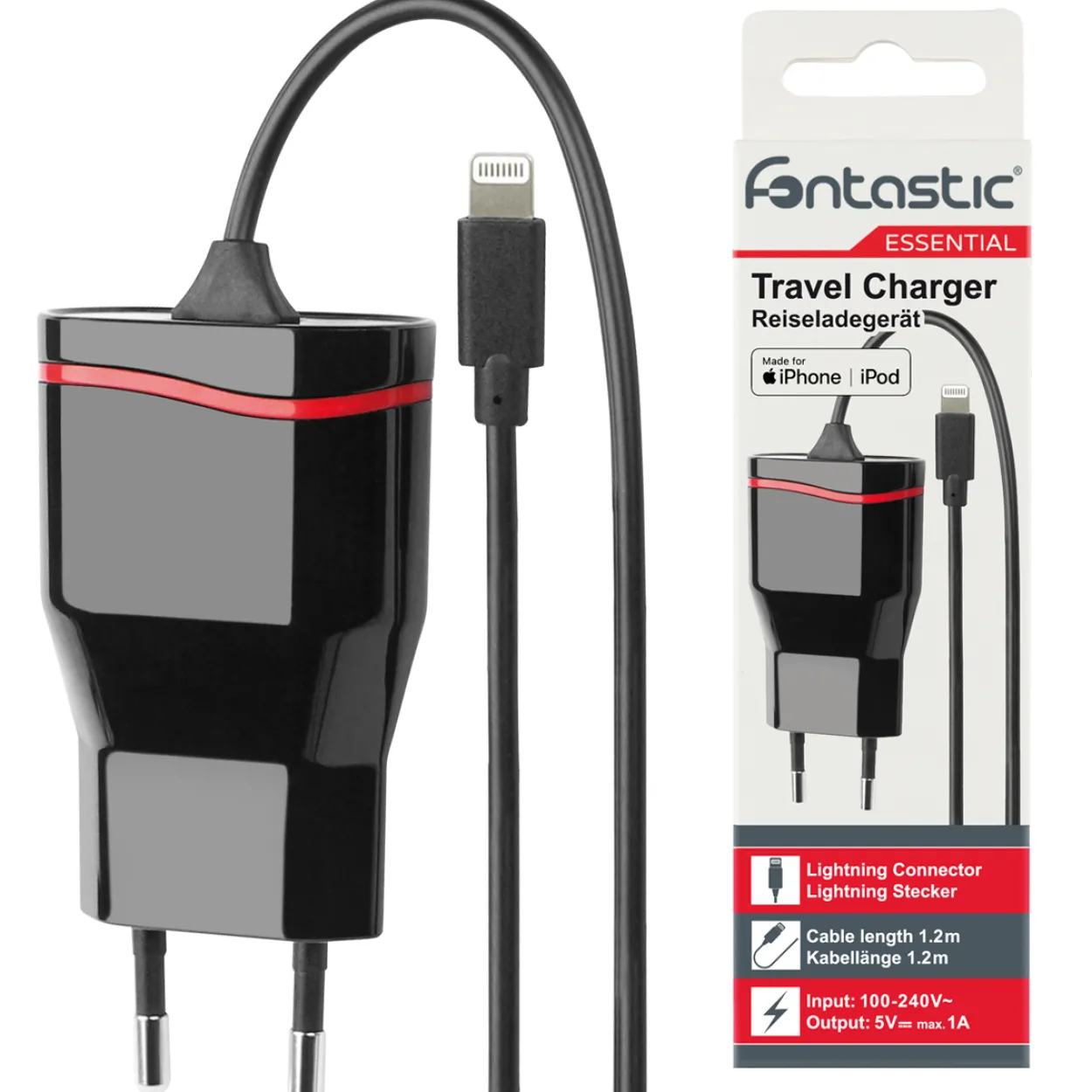 Netzteil für Apple 5V /1A Schwarz / Rot