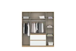 Nidda Drehtürenschrank, 4-türig, mit Spiegel und 2 Schubkästen, Alpinweiß/Eiche Artisan