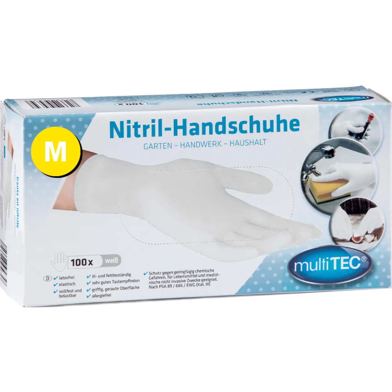 Nitril Einmalhandschuhe 100er, Größe M - Weiß