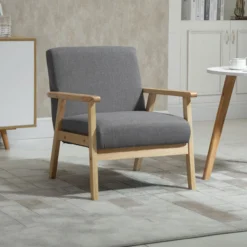 Ohrensessel Esszimmerstuhl mit Armlehnen Loungesessel Relaxsessel Grau