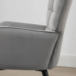 Ohrensessel mit Hocker, Relaxsessel, Loungesessel mit Samtoptik