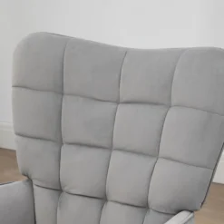 Ohrensessel mit Hocker, Relaxsessel, Loungesessel mit Samtoptik