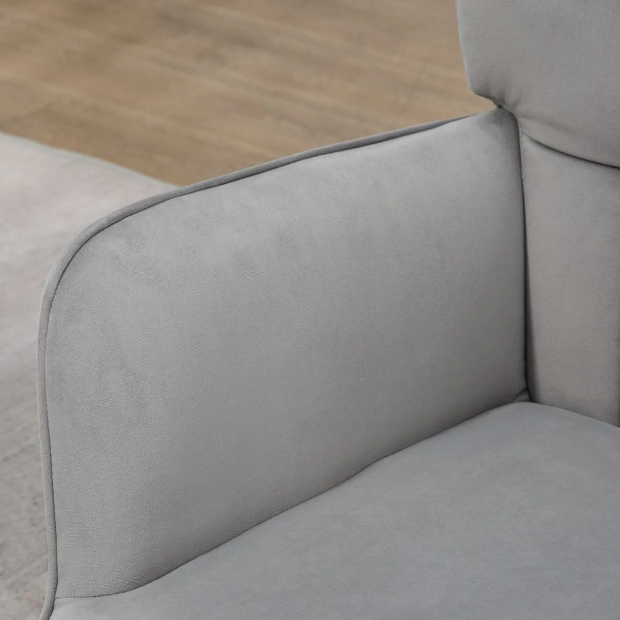 Ohrensessel mit Hocker, Relaxsessel, Loungesessel mit Samtoptik