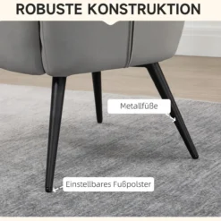 Ohrensessel mit Hocker, Relaxsessel, Loungesessel mit Samtoptik