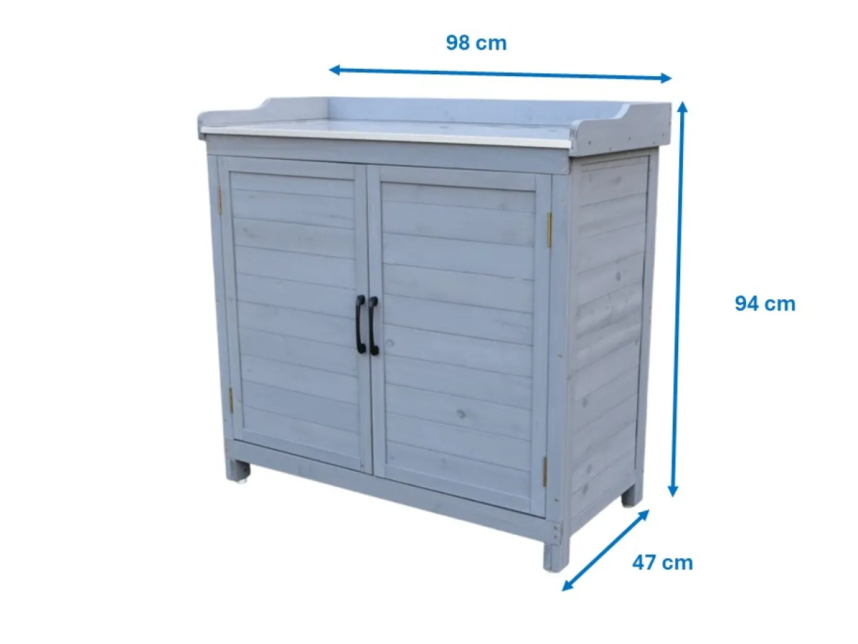 Outdoor Arbeitstisch mit Ablage, ca. 98 x 47 x 94 cm