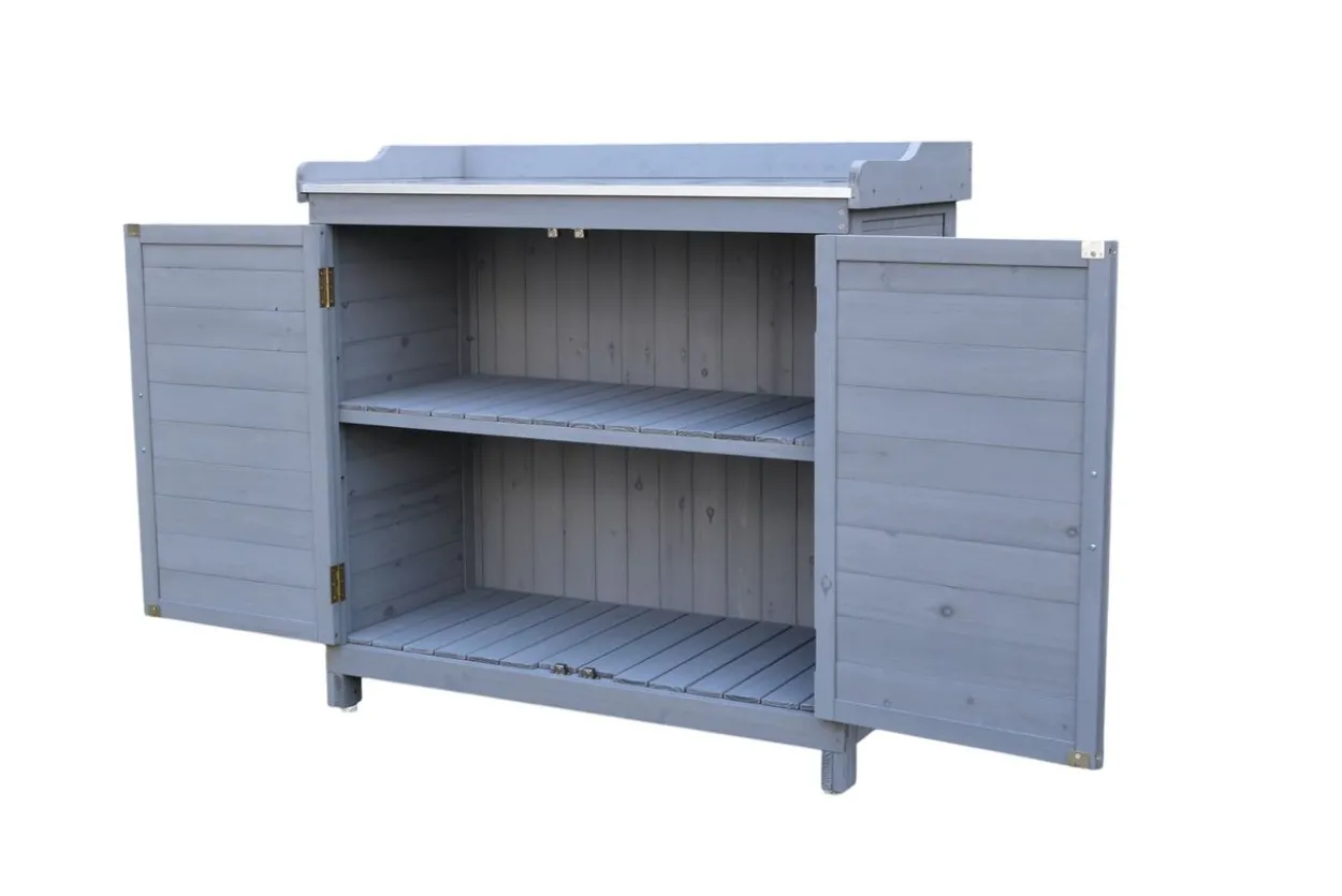 Outdoor Arbeitstisch mit Ablage, ca. 98 x 47 x 94 cm