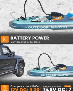 OutdoorMaster Shark 2S Elektrische SUP Pumpe mit Akku 88,8Wh – 20 PSI Akku-Luftpumpe