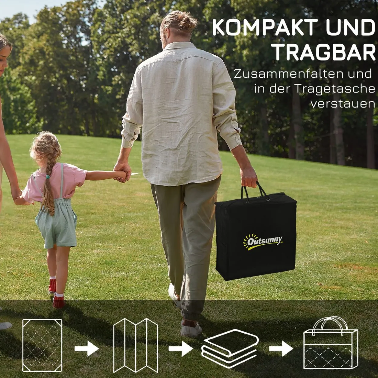 Outdoor-Teppich, Campingteppich mit Doppelseitigem Design für Balkon