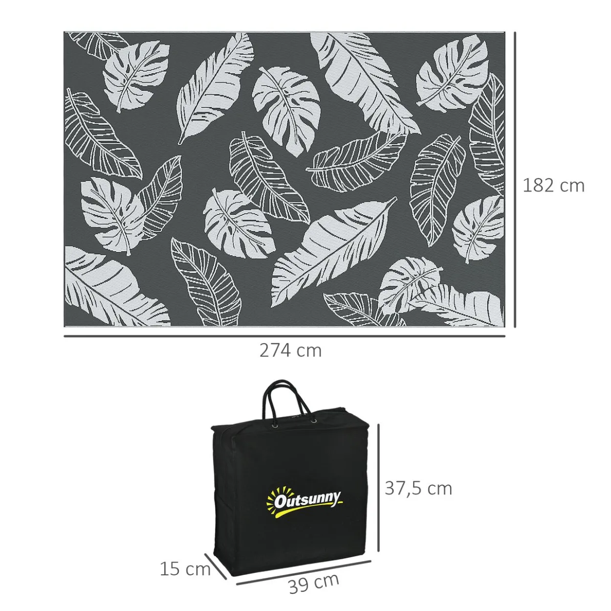 Outdoor-Teppich, Campingteppich mit Doppelseitigem Design für Balkon