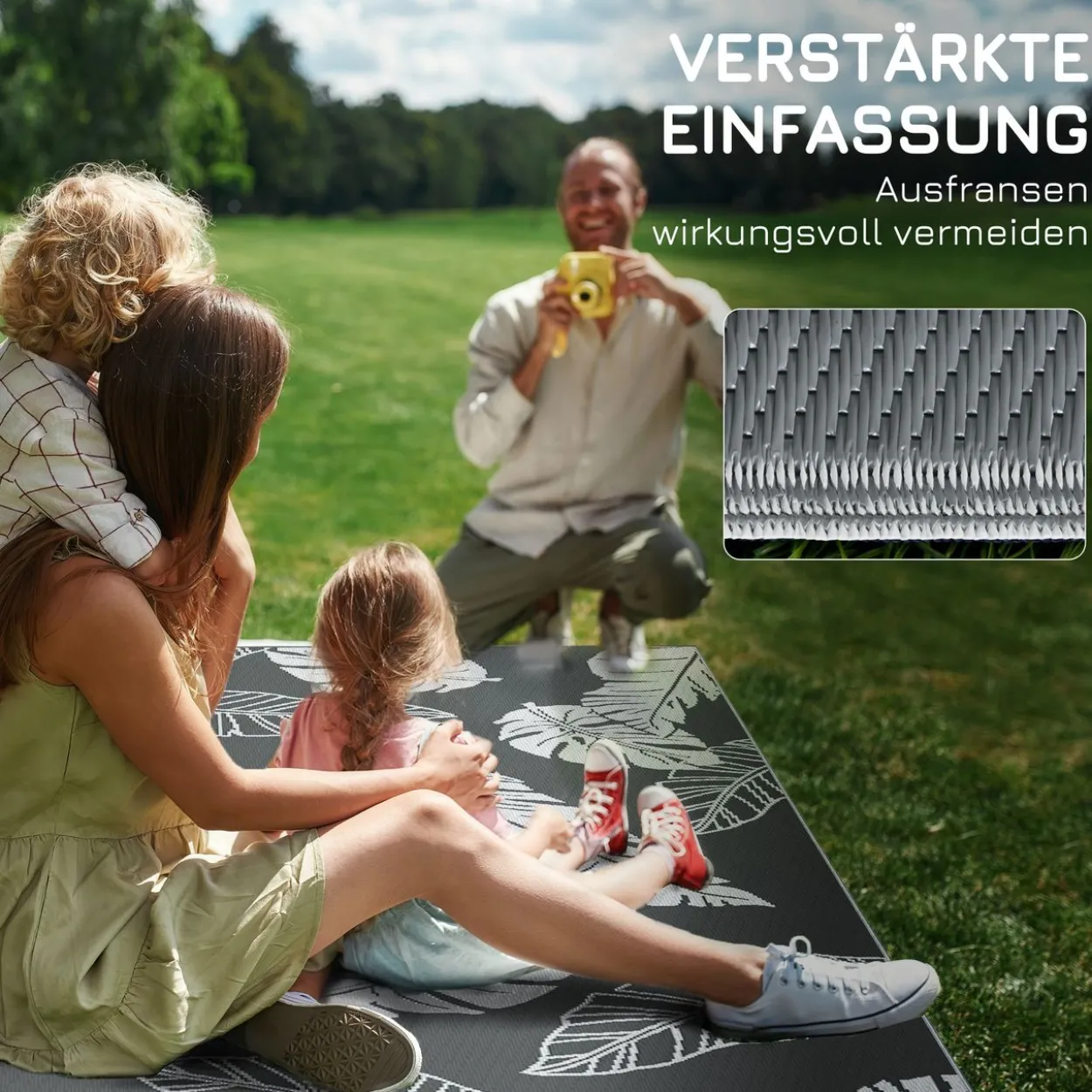 Outdoor-Teppich, Campingteppich mit Doppelseitigem Design für Balkon