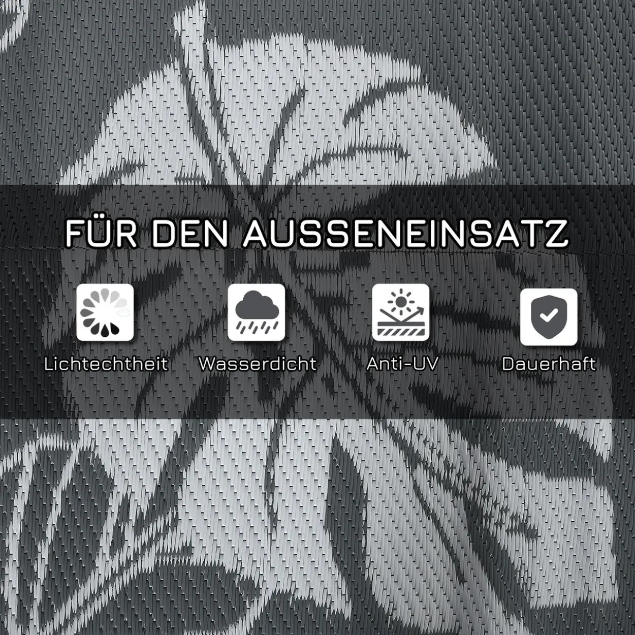 Outdoor-Teppich, Campingteppich mit Doppelseitigem Design für Balkon