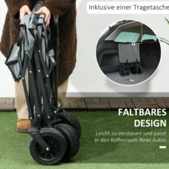 Outsunny Bollerwagen Faltbarer Transportwagen mit Kühltasche, Griff, Oxford