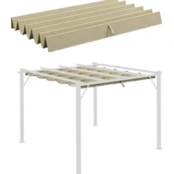 Outsunny Ersatzdach für 3 x 3 m Pergola wasserdicht einziehbar Welle Überdachung