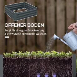 Outsunny 2er Set Hochbeet Stahl, Pflanzbeet Frühbeet Gartenbeet Blumenkasten