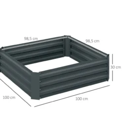 Outsunny 2er Set Hochbeet Stahl, Pflanzbeet Frühbeet Gartenbeet Blumenkasten