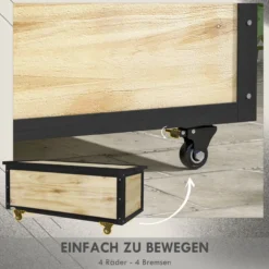 Outsunny Gartenbox Holz Auflagenbox 121L Aufbewahrungsbox mit Rollen für Balkon