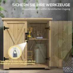 Outsunny Gartenschuppen, Geräteschrank Wetterfester Geräteschuppen mit Doppeltür