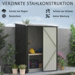 Outsunny Gerätehaus mit Pultdach 1,34 m² Gartenhaus Geräteschuppen Schwarz
