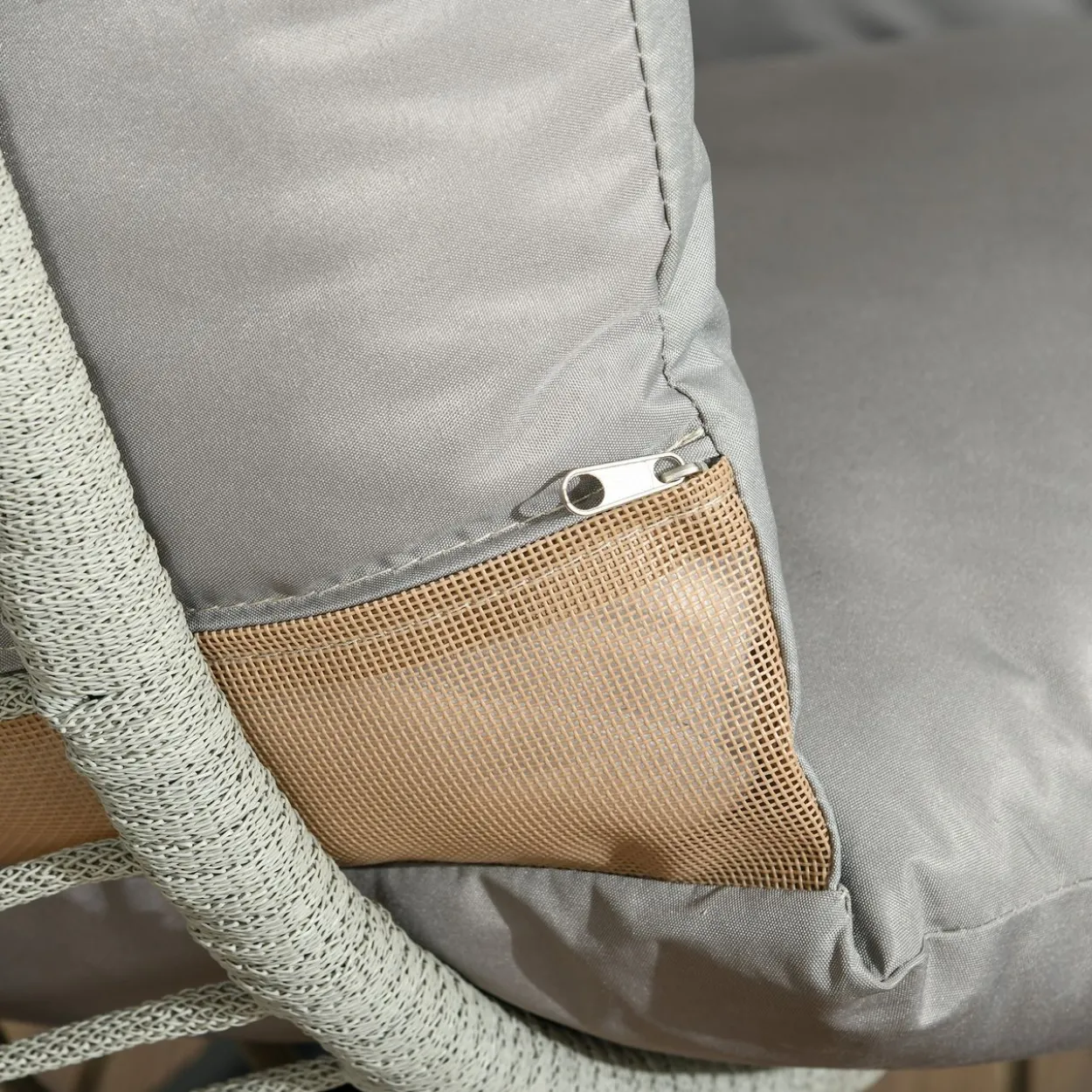 Outsunny Hängesessel, Hängeschaukel mit Becherhalter, Klappbarem Sitzkorb, Grau