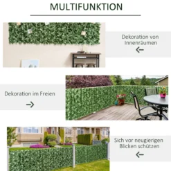 Outsunny Künstliche Hecke Sichtschutz Gartenzaun mit Künstlichen Blättern