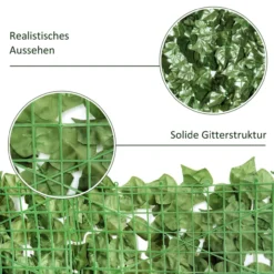 Outsunny Künstliche Hecke Sichtschutz Gartenzaun mit Künstlichen Blättern